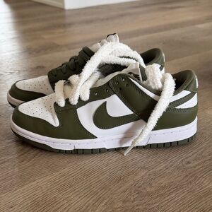 Nike Olive and White Low-Top Sneakers